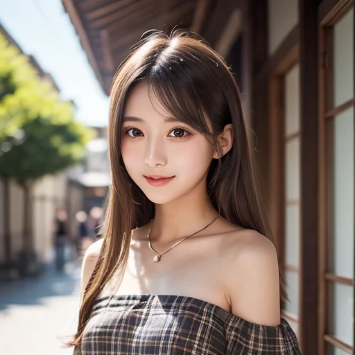 seed;2372725988,((Full Body Angle))、((Front hair:1.3))、((Highest quality, 8k, masterpiece: 1.3)), concentrated: 1.2, Cute 1,Nipples erect、 Perfect beauty: 1.4,Summer off-the-shoulder cropped T-shirt、Letter Print、Shorts: 1.2,Long sleeve、Randall Color、comics&Text Graphics、Black ruffle-trimmed drawstring zip blouse,1.1, Highly detailed face and skin textures, Fine grain, double eyelid, whitening skin, ,Highest quality,Ultra-high resolution,you,1 person,alone,_Shiny_skin,Iris,necklace,((brown_length_Wavy_hair)),(lips)),eyelash,Front hair,deal with,compensate,Shiny,pore,skin,Large Breasts、((smiling face))、Walking in the park、Selfie、