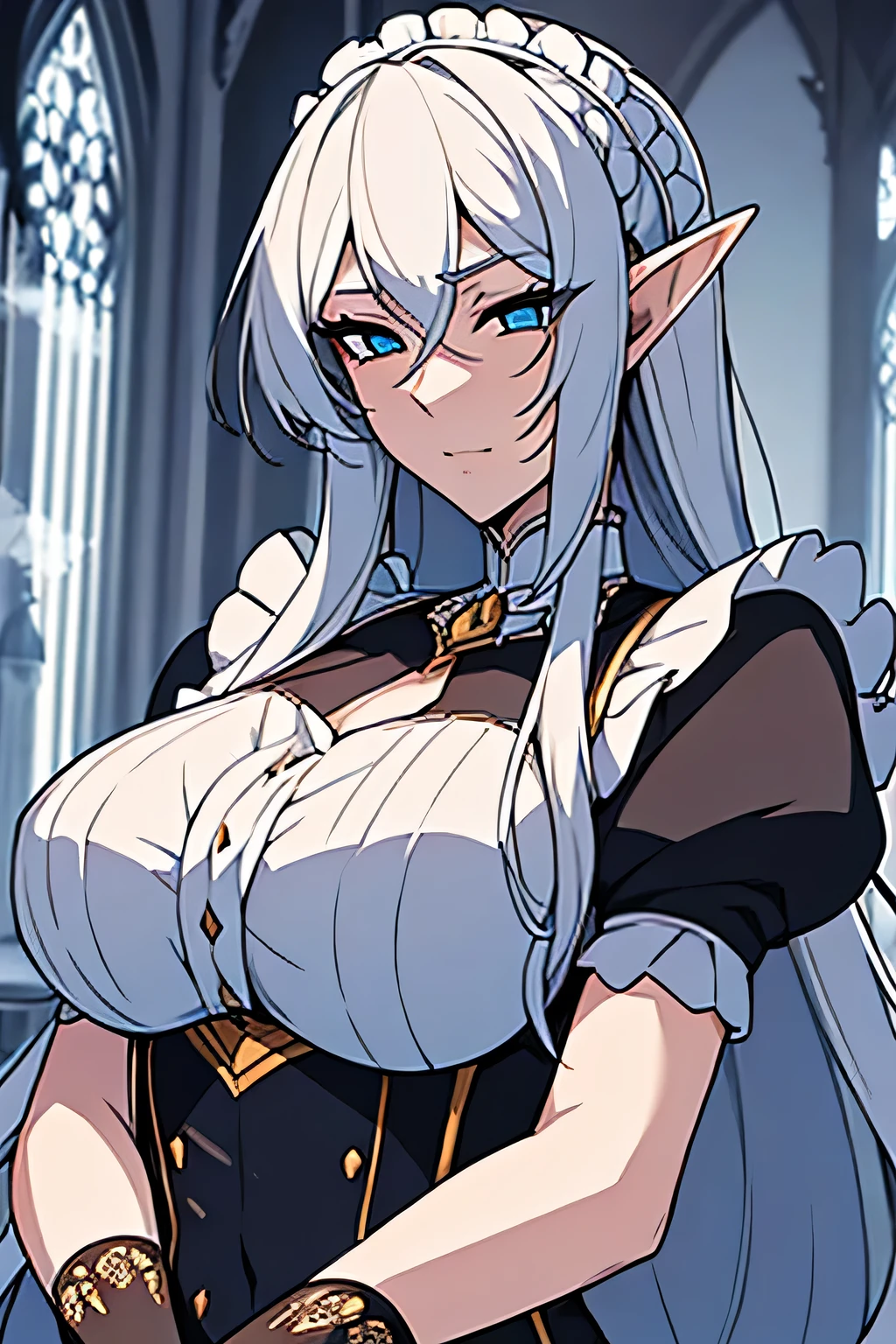 a darkskinned elf giving a boobjob, titjob, paizuri