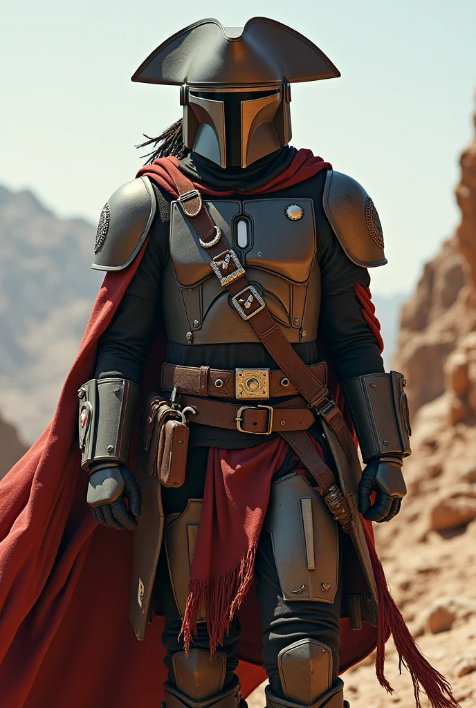 Une armur mandalorian rappellant jack sparow