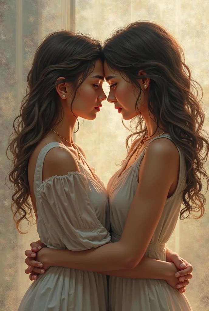 (best quality,4k,8k,highres,masterpiece:1.2),ultra-detailed,(realistic,photorealistic,photo-realistic:1.37), 2girls, passionate, intimate, gentle touch, sensual, erotic, lovers, loving gazes, nude bodies, artful embrace, soft skin, beautiful detailed eyes, beautiful detailed lips, long eyelashes, natural flowing hair, romantic atmosphere, dim lighting, warm colors, delicate curves, artistic expressions, graceful poses, tender connection, deep intimacy, artistic interpretation, exquisite composition, luscious textures, fine brushstrokes, realistic proportions, evocative shadows, alluring sensuality