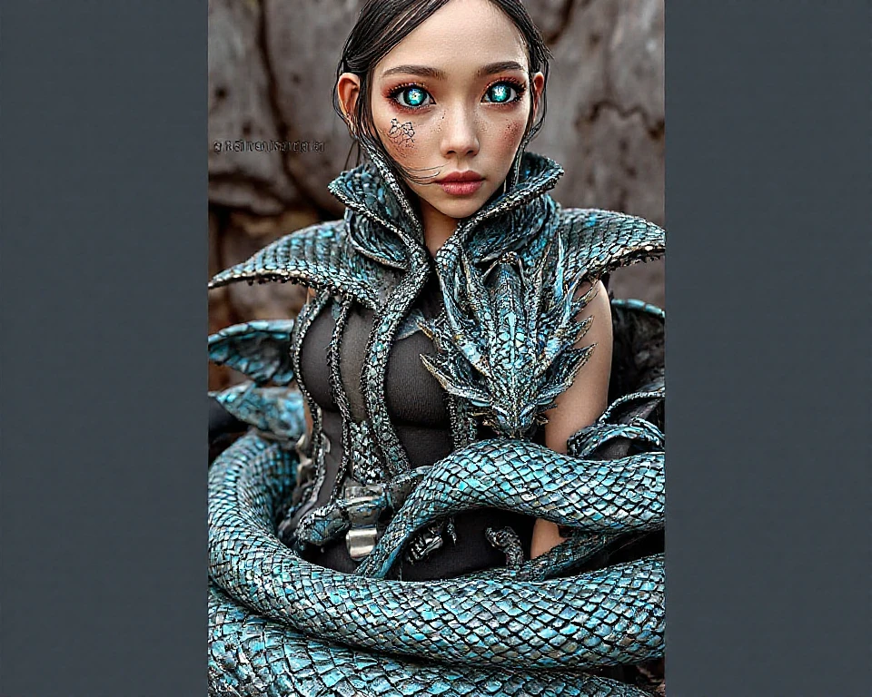 a dragon tattoo on the arm., super complex realism, Realistic intricate details, Tattoo realism, very detailed tattoo, large and detailed face, very realistic and complex, Hyperrealistic shading tattoo, Amazing detail, Ultra realistic and intricate, impressive and rich details, design de Tattoo realism, Intricate and detailed face, extremely detailed and sharp, cobra-faced lady, amazing shading