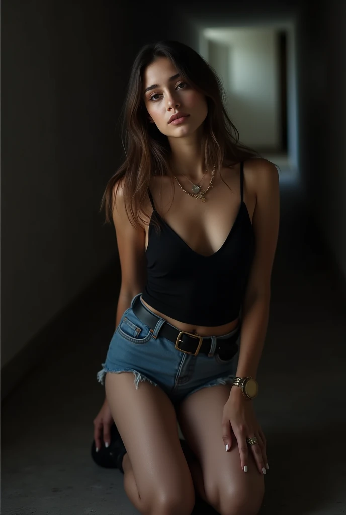 A ultra beautiful girl; brown hairs; Brown eyes; cute; ultra photo realistic; european; big breasts