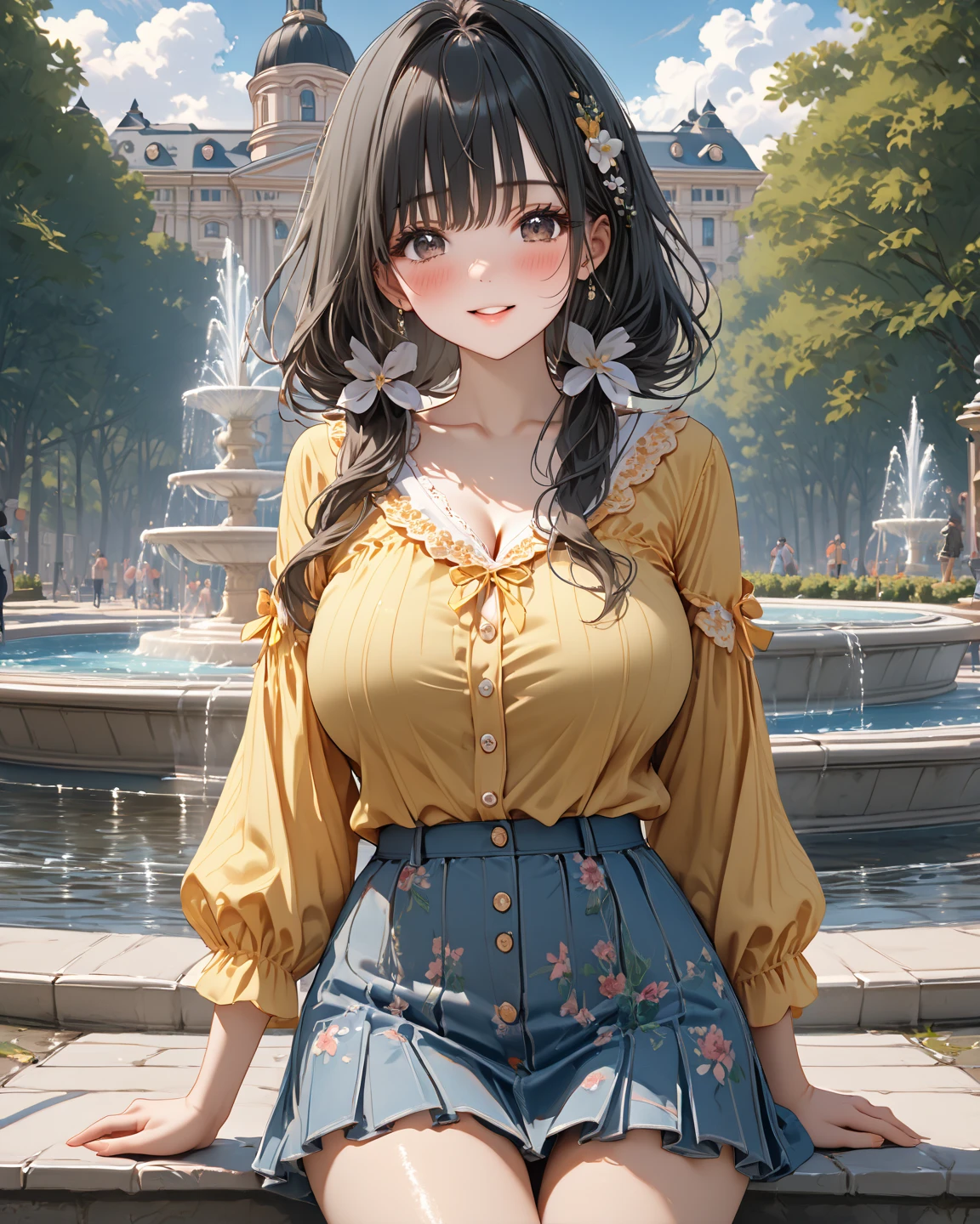 (8k, RAW photo, best quality, masterpiece, highres, absurdres, ultra detailed:1.3), (Photography, realistic, photo-realistic:1.4), (beautiful natural lighting, beautiful deatailed shadow, beautiful detailed glow :1.4), atmospheric,
BREAK 1 beautiful girl,(Cute:1.5),(Chibi:0.5),(kawaii:2),(:2), (17 yl), Very detailed, colourfull, highest details, BREAK, (Huge breasts: 1. 2), kin, Beautiful skin, Shy skin,(Brown hair:1.75), (fluffy Big cat ears, Ponytail, medium-Long hair: 1. 2), (Light blue eyes, long eyelashes, Double eyelids: 1. 2),Solo,gleaming skin, Clear skin, Beautiful skin,(best quality face),(Top quality glowing eyes),(evil smile, blush :1.45), (cross wound on cheek: 1.45),
//Character
1girl,
BREAK (black and yellow theme:1.4), ((japanese idol costume with bee motif, punk and fancy style):1.2), (roll-up sleeves Latex black closed jacket with yellow bellied lapel:1.4), (zip-up:1.5), (costume divided into tops and bottoms:1.3), (collarbone:1.3), (crazy amount of buttons and needles:1.2yellow (eyelet belt, grommet belt):1.3), (yellow (See-through tulle skirt, tulle Layered mini skirt) with ruffles:1.3), (fancy over-knee-socks with black and yellow striped pattern:1.4), (black high platform boots with lace-up:1.2), (choker with silver needles:1.3), (bangle with silver needles:1.3), (Cute logo with a bee motif on jacket:1.2),BREAK
(looking up, sitting cross-legged (i.e. Indian style), Japanese temple, Todaiji, Maitreya statue in background, two Japanese candles, seven incense sticks, hands together, prayer pose, eyes closed, large prayer beads around neck:1.6),
BREAK wakame,wakame,wakame,(cowboy shot,from front:1.4), BREAK manga illustration,manga style,