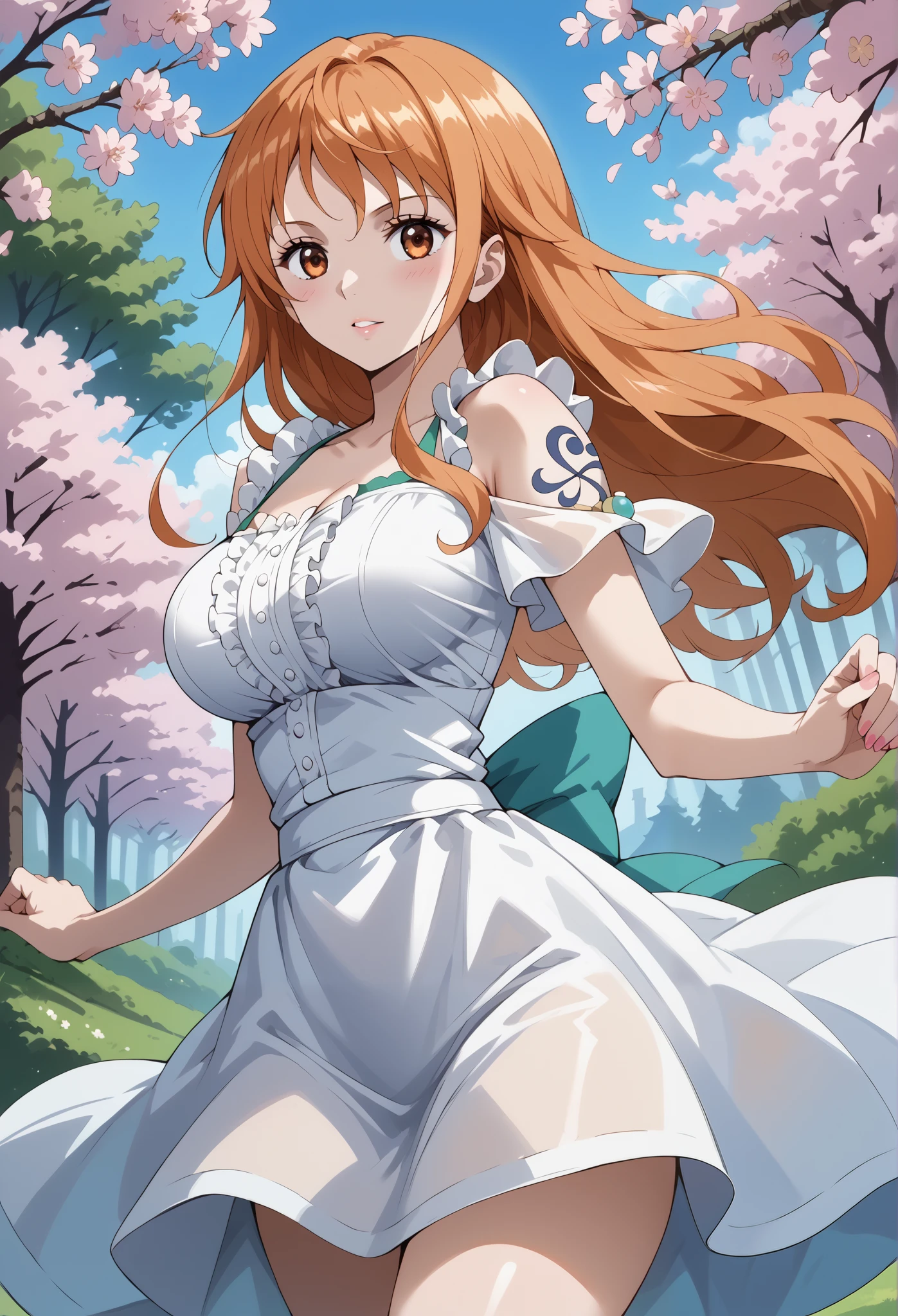 (masterpiece, best quality:1.2), cowboy shot, solo, 1girl, orihime inoue, sexy, NSFW, virginkiller sweater, sleeveless, ponytail, beautiful, wardrobe malfunction, absurdres, high res, ultrasharp, 8k, masterpiece