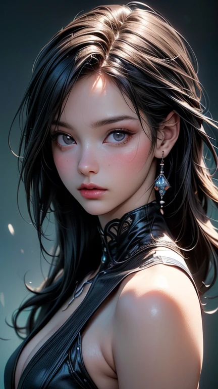 Cute Girl, (Winning photo:1.3) of (Surreal:1.3),(angry of:1.3) (close up:0.7), A woman wearing a black robe, real skin, canon 5d, 85 mm, depth of field, 8K, Super sharpness, RTX, Octane number, illusory, drama of light, global illumination (Artist WLOP:1.3),Very detailed,(dark wave art:1.3),(hardcore art:1.3),(Agfa color:1.3),(close portrait:1.3),(Feminine of:1.4),(beauty of:1.4),(attractive of:1.3),handsome of,Calendar pose,Perfectly detailed eyes,studio lighting,theme background