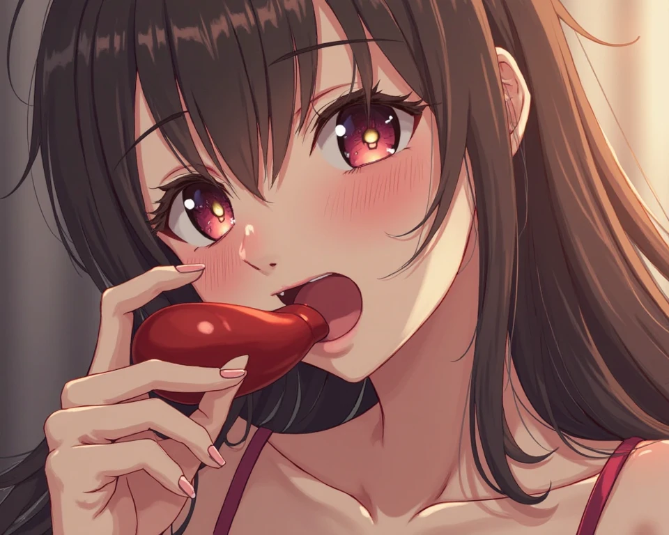 One girl, cute, naked, The eyes are hollow and sexy, A man&#39;s huge cock is forced into her mouth, Ecstatic expression, Watery eye, Drooling, Bedroom, Detailed Background, indoor, employment, (Realistic:1.4), (In the Dark, Deep Shadow,Modest:1.1), Diffused, natural skin glow, Diffused dark light, 