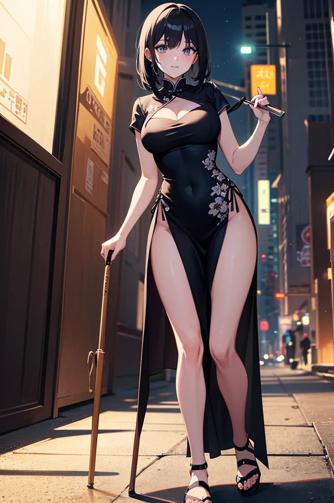 (Full body image:1.4), (One Laura,Female:1.5), (big breasts:1.5). Wearing black/parts red/very small swimsuit, looking at viewer, smiling. She is in a city at night raining heavily and thundering. She has (short green hair:1.0), (light blue eyes::1.0), is doing an exhibitionist pose, her attire is (extremely tight:1.4) on her body, (body/hair/extremely damp and wet:1.4) , anime, 16k, award winning, high quality, high details, masterpiece, UHD