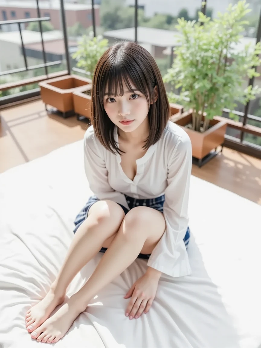 (Raw photography、top-quality)、female pervert(​masterpiece:1.4)、(8K、realisitic、Raw photo、top-quality:1.4)、japanes、(1girl in)、beauitful face、(Real Face:1.4)、(Caramel hair、Bob Hair Hair:1.3)、Beautiful hairstyle、realisticeyes、Beautiful Detail Eye、(Real Skin:1.3)、Beautiful skin、enticing、超A high resolution、A hyper-realistic、high-detail、the golden ratio、(详细的脸:1.4)、high-school uniform、Cotton white underwear and pleated skirt、knee-bendings sitting、tiptoe、bare-legged、NSFW、 Pose(Bend your knees and open your legs)、(showing the panty)、realisitic、Photorealsitic:1.3)、top-quality、​masterpiece、extremely delicate and beautiful、A highly detailed、nffsw、A sense of unity、2k wallpaper、magnifica、Beautiful in every detail、​masterpiece、浅笑、top-quality、Highly detailed ticker Unity 8K wallpapers、huge filesize、ultra-detailliert、hight resolution、ighly detailed、Slim body、A slender、(Bob Hair Hair)、(brown haired)、looking at viewert、Normal、C Cup、NSFW、、、、PureFace_v1:0.8. High School Girl、shortsleeves、White Short Sleeve Cutter Shirt、Dark blue pleated skirt、Panties are perfectly visible from the skirt、Sitting on the harbor breakwater、Mare、