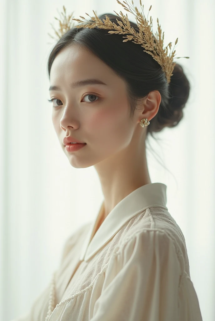 (best quality,4k,8k,highres,masterpiece:1.2),ultra-detailed,(realistic,photorealistic,photo-realistic:1.37),portrait,stunning Burmese patterned traditional dress lady,beautifully adorned,eye-catching brocade patterns,rich and vibrant colors,detailed embroidery work,exquisite textures,meticulously handcrafted dress,vividly captures the essence of Burmese culture,traditional floral motifs,graceful silhouette,fine folds and pleats,accentuates the lady's elegance,black single bun hair with flower,intricately arranged hairpiece,delicate and feminine,adds a touch of sophistication,soft yet confident expression,deep and captivating eyes,lustrous lips with a hint of a smile,flawless complexion,golden accessories,polished and refined,mesmerizing presence,subtle lighting,dramatic shadows,showcases the lady's grace and beauty,immersive visual experience, naked lady