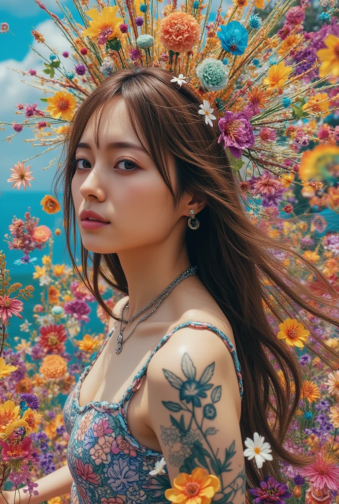 (best quality, masterpiece), highly detailed, 8k, (colorful), (bright colors), soft color, soft light, artstation sample, soft edges, young spirit, illustration, floral patterns, cinematic lighting,
lavender background, detailed background, natural background, flowery field in the background, sunlight, carefree, beautiful detailed eyes, dark eyes, beautiful face, black eyes, flowing hair