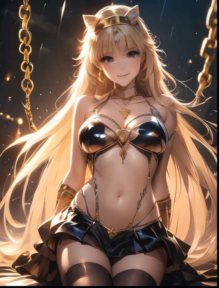 Long gold hair, gold eyes, small breasts, girl, three-point bra, panties,flat chest