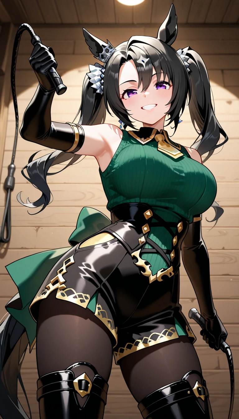absurd res, high res, (masterpiece:1.4), ultra-detailed, girls, from rear, from below, space, floating, dark green Japanese traditional dress mixed with black, dark green + black dress, black stockings, dark green hair, violet eyes, hands out of frame, furry ears, slightly open top, fox ears, medium breasts, boobs, glassy eyes, no human ears, glassy purple,