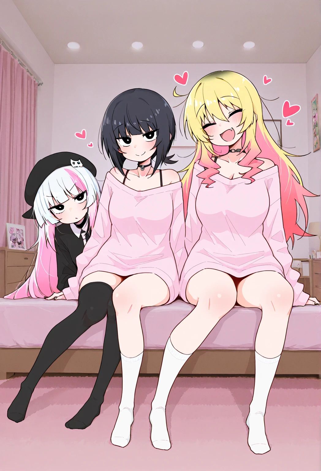 woman, Full nudity、Spread your legs wide、Fly Hearts、Sweaty、Embarrassing、Anal Sex、Covered in sperm、Covered in mucus、Tentacle play、6+girls、Embrace each other、Opening the anus、kiss、Tongue entangled、bed