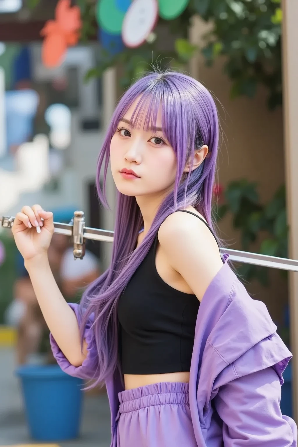 anime girl with purple hair and purple eyes in the water, anime style like fate/stay night, seductive anime girl, gapmoe yandere grimdark, the anime girl is crouching, female action anime girl, nightcore, ahegao, dark purple hair and cybernetics, demon anime girl, shalltear bloodfallen, digital art from danganronpa