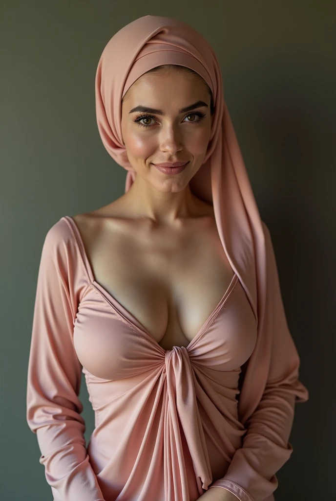Naked, ((Old Lady :1.6)), (((VERY SHINY SKIN))), Very cute like a Matured Lady, ((Stylish Hijab)), adorable, 1 girl, 55 years old, baby face, shy, half body portrait,smile, (face details: 1), (eye details: 1), ((round large breasts, cleavage)). Cute posed. proportional body. Ultra High Res. (realistic: 2), UHD, ((SHINY SKIN :1.4)), ((Floral Pattern)), (lingerie bra)