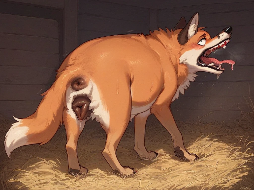 Hyper-realistic solo shy cute youthful baby-faced 1.5, embarrassed 1.4, caught naked, silky hair, slight skinny frame, dainty build, single pair of horse ears, ((nervous 1.4, panicked 1.3, flustered look 1.8, shy 1.9)), panicking, blushing 1.8, toned slim femboy horsey body, humanoid chestnut-furred horseboy 1.5, ((completely chestnut fur 1.9)), (massive thick hyperpenis: 2.1), (huge swollen engorged balls 1.99), hands spread apart trying to hide body, hands on genitals, embarrassed. 4k, masterpiece, high quality, ultra realistic, (clearly defined, sharp image:2), (best quality:2), AS-youngest, erect , syurostyle, underside of glans 1.5, art by dagasi, massivepenis, genitals bigger than torso, lean abs, mouth open in surprise 1.3, seductive look, lidded blue eyes, hock, (detailed muscles 1.2), beautiful detailed eyes, (cute, shy face), (obscenely large genitals 1.7), horse tail 1.4, leaking urethra, long penis, detailed teary eyes, (in a barn:1.1), short stubby muzzle 1.3