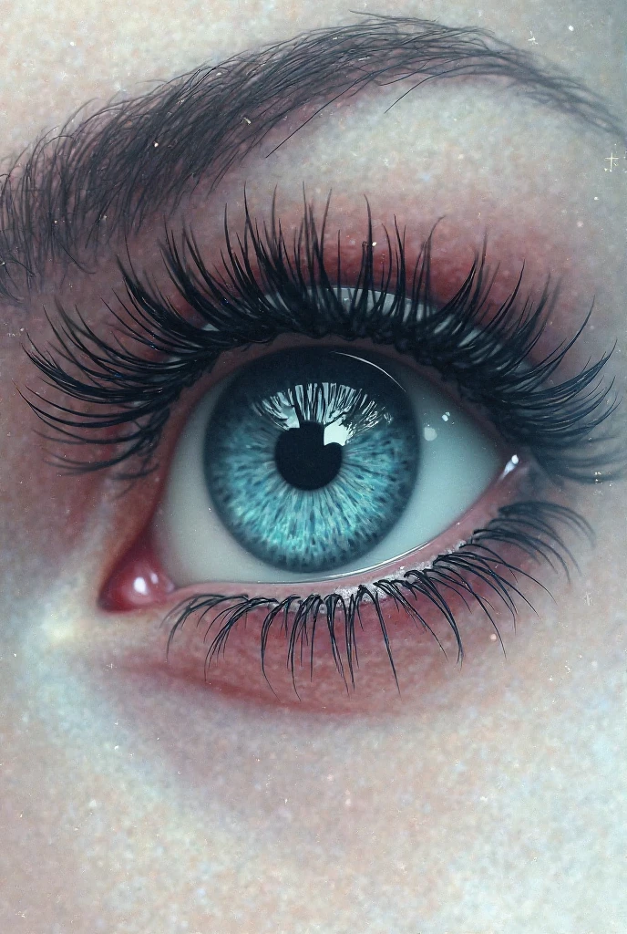 Extremely bright red woman eyes