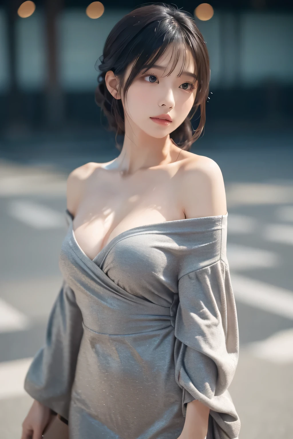 (8k, RAW Photos, Highest quality, masterpiece:1.2), (Long Bob Cut), alone, Looking at the audience, Viewed from the front, ((性欲の強いhigh school girl:1.5))、Beautiful white skin, knees, Absurd face is small, Part your bangs down the middle, The forehead is visible, Glare, ((Cute angry face:1.3)), Ultra-high resolution, cute, (exterior々Colorful sexy dress:1.5), high school girl, (Baby Face:1.5), Japanese women, Are standing, (Photorealistic:1.37), Photon Mapping, Realistic, cute顔が小さい, Brown eyes, prospect, Written boundary depth, Blurred Background, (I can see the bangs), Silky smooth hair, Beautiful thin thighs, Small beautiful butt, Light clothing, thigh, Nogizaka idol, Idol, (Detailed hands:1.2, Accurate hands, Beautiful little hands of a girl:1.3), (Small beautiful breasts:1.5, Cleavage), Super quality, Low people, (Clear white skin, Skin with visible pores:1.2), (Focus on the face), Check and correct the garment construction, (Perfect Anatomy:1.3), (Detailed eyes and face:1.2, Professional photography techniques)