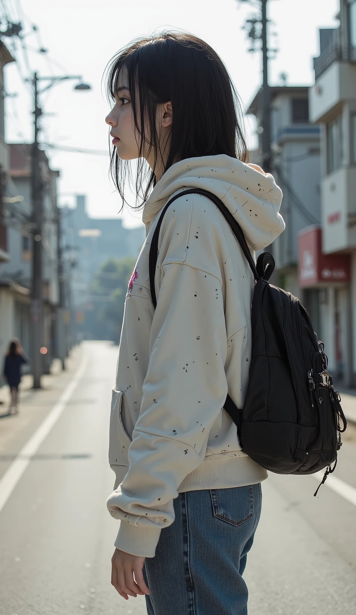 Vietnam girl, normal, enegry, simple, wearing hoddie