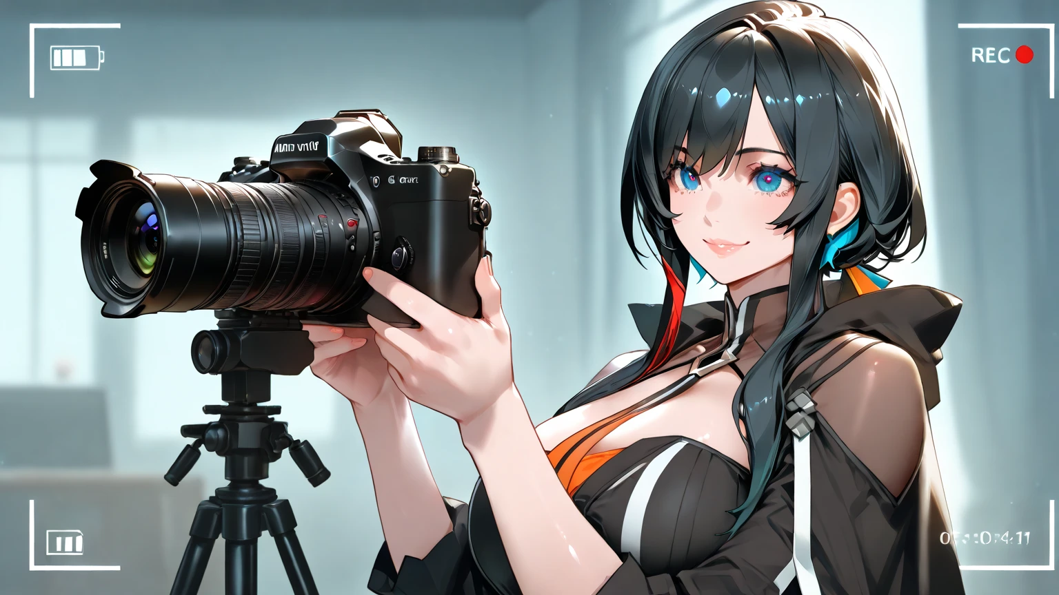 Highest quality,masterpiece,An idol group whose selling point is eroticism,Two-tone hair color,A good friend,Promotional photo shoot,During a break,Photo studio,chatting,Earrings,Sexy Swimsuit