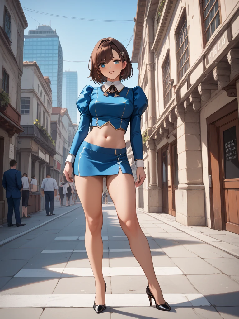 (best quality, masterpiece1.2), 1girl, solo, human, cally3d, (fredina), brown body, top hat, bear ears, stockings, woman, red hoodie, blue eyes, sexy, detailed, extreme detail, perfect lighting, 4k, hood down, Giantess, ultra big, city, mountain, ultra giantess.