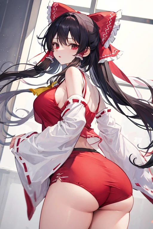 anime artwork, score_9, score_8_up, score_7_up, score_6_up, score_5_up, score_4_up,sparkle \(honkai: star rail\),1girl, twintails, black hair, medium breasts, red eyes, red eyeshadow, fox mask , , , , , she is 24 years old, , ,horny, style_3, floox style, . She has fluorescent pink eyes with tiny black dots under each of her eyes. Additionally, a white-and-red Kitsune mask is at an angle on the top of her head. wearing towel, after shower
