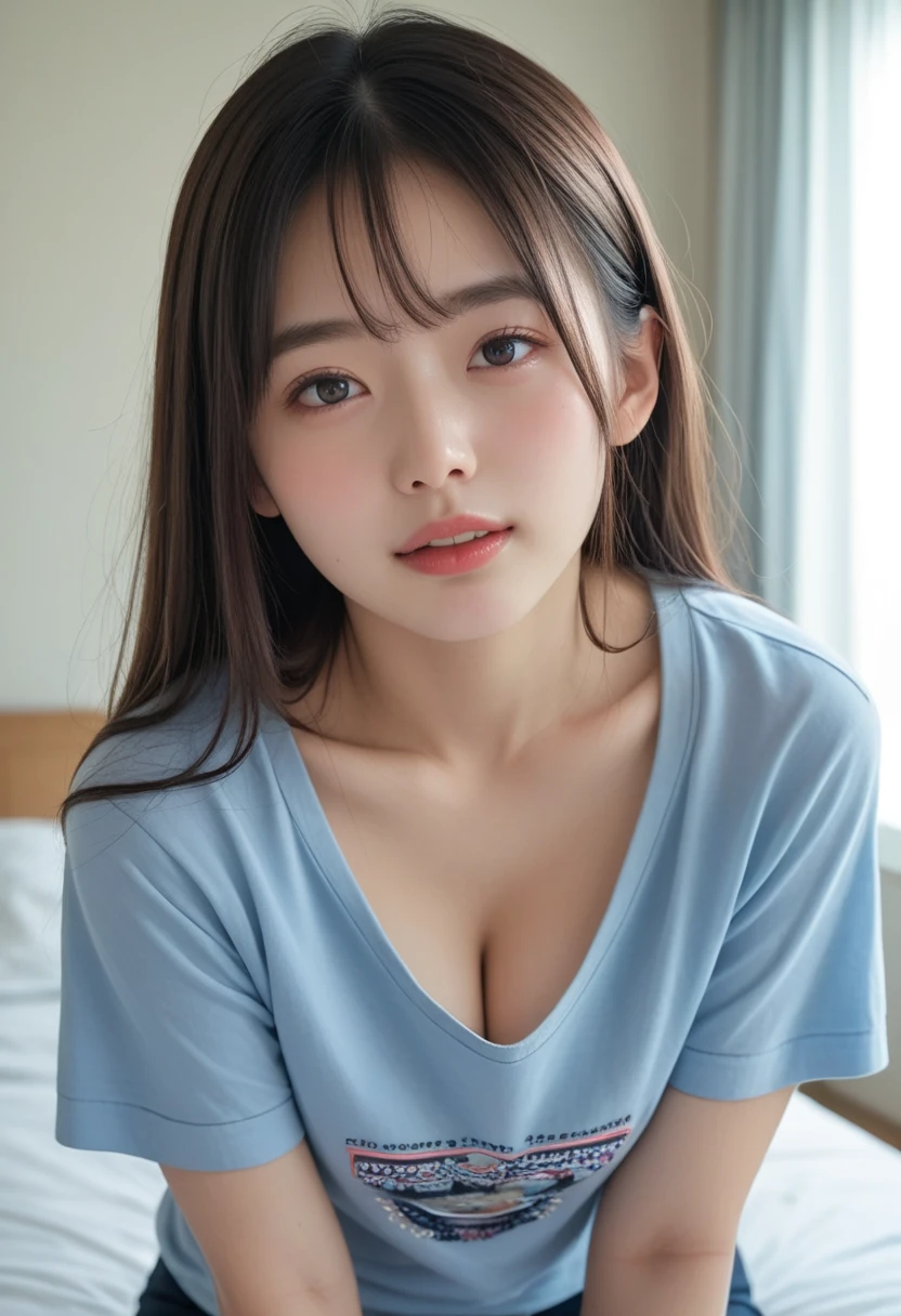 Beautiful, daughter-in-law, japanese, voluptuous, smocked dress, in the room, sexual expression, Netorare, cum on face