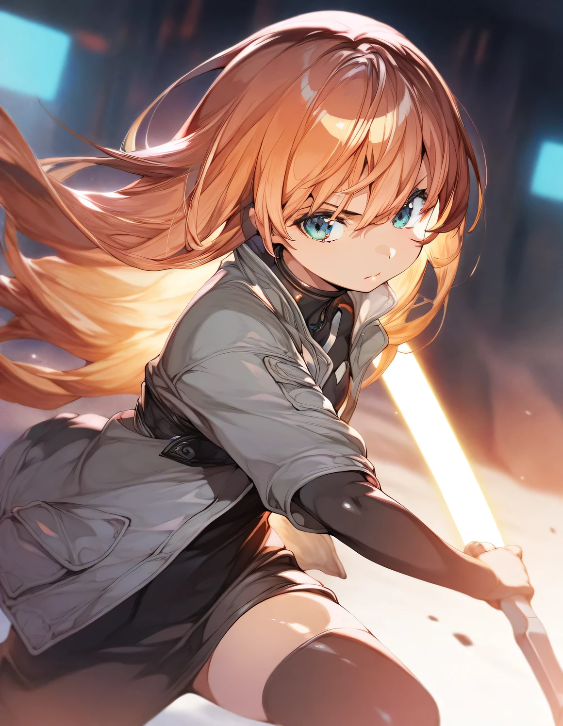 1girl,  little female, beautiful detailed eyes, wind, cyberpunk, weapon, stance, game CG, general, break,(artist:orion_(orionproject) ),artist:fujiyama,artist:onono_imoko,break,(masterpiece), (best quality), (ultra-detailed),(Detailed Lighting), very aesthetic, newest, beauty illustration,super detailed skin, (masterpiece), (best quality), (ultra-detailed), very aesthetic lighting,newest ,hi res,absurd_res,shiny skin,2023,(shaded),digital media (artwork), realistic lighting, 16k, 8k,highres, source_anime, official_art, photoshop_(medium)
