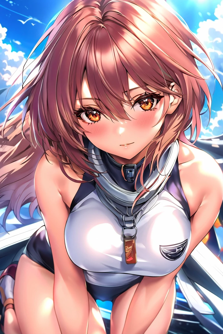 ultra detaild, Definition of 8k, beautiful  face, 1 girl, Ochako Uraraka , your hero costume, groin marked by the suit, body skinny, Fine body, ideal body, sexly, アニメ, chestnut hair, eyes browns, アニメ, sensuous, stunning landscape, medium breasts
