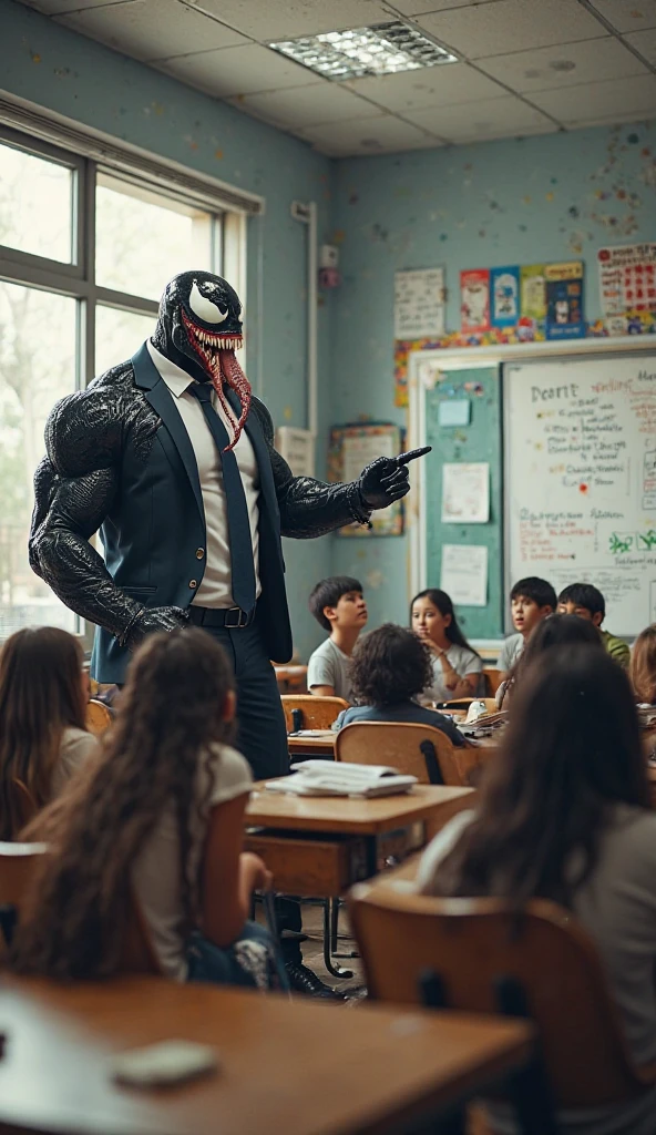 dragon, male, all body, sweating, semen, realistic, (business jacket,white shirt,tie,) (classroom,) teacher, teaching, black boad back ground,