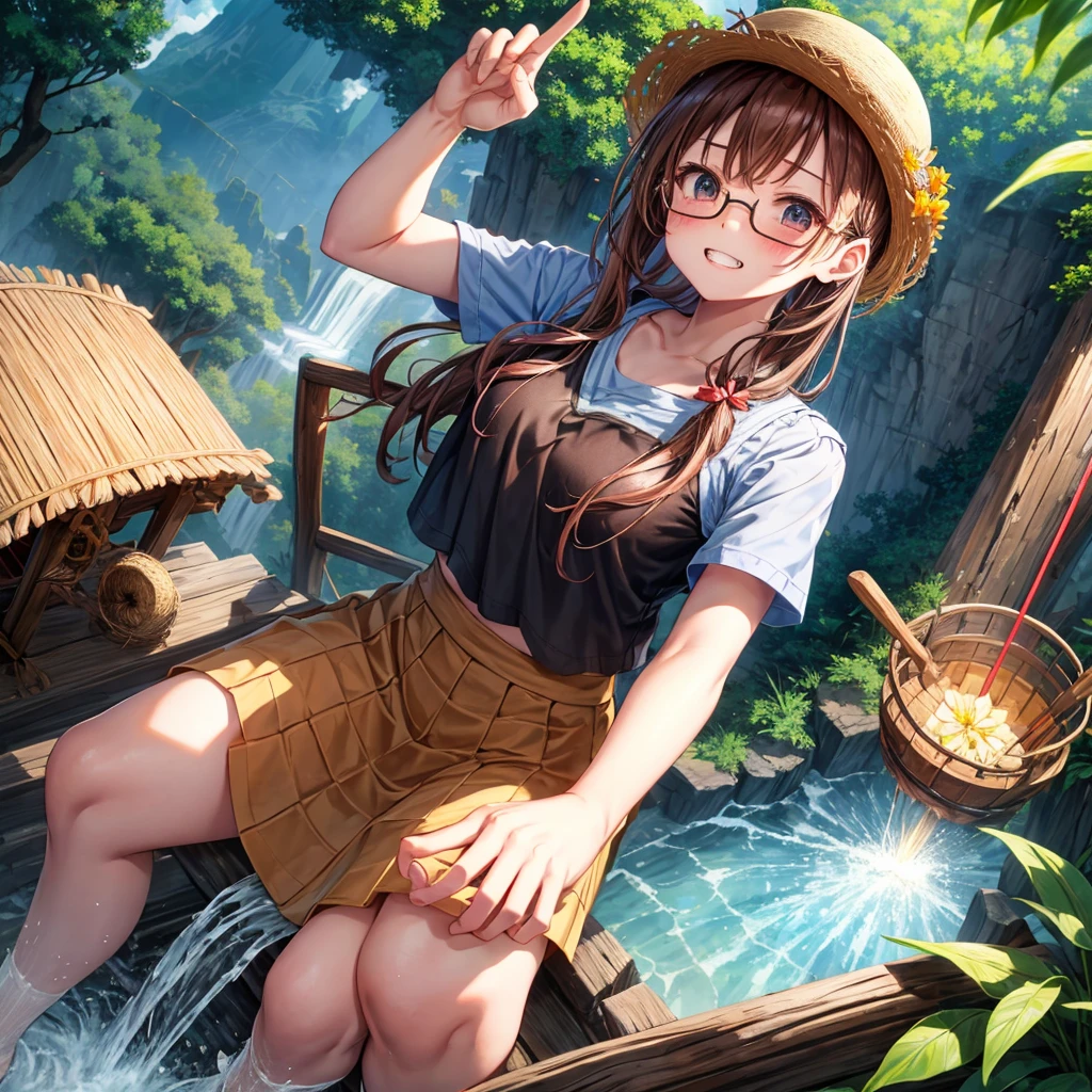 Girl with colorful hair, updo hairstyle, Paddling, Pond, Summer, Perfect Quality, Clear Focus (Clutter - Home: 0.8), (Masterpiece: 1.2) (Realistic: 1.2) (Bokeh) (Best Quality) (Detailed skin: 1.3) (Intricate Details) (8K) (Detail Eyes) (Sharp Focus), (Happy)