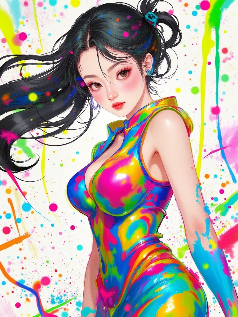 masterpiece, best quality, Beautiful (sks rock star) appearing from colorful liquid oil paint, swirling paint, cinematic lighting, by karol bak, full body posing, angelababy, ((painting, canvas, fine art)), detailed, (fantasy art), cool, ((digital art)), (digital illustration), 4k, trending on artstation, trending on cgsociety, cinematic, agfacolor, low coloration, Norman Rockwell, Franz Xaver Winterhalter, Jeremy Mann, Artgerm, Ilya Kuvshinov, Anges Cecile, Michael Garmash