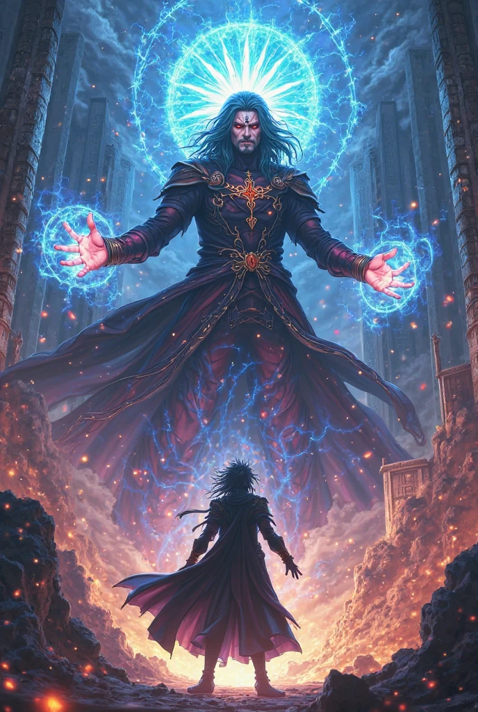 dark fantasy and horror theme,<lora:md:1>,electricmagic,psychic energy,mana flow,casting a spell,<lora:detail_slider_v4:1>,1 ancient man lich king with skeleton features,tattered black robes,golden jeweled crown,raising undead,on a battlefield,surrounded by undead,viewed from a distance,stuff of nightmares,fighting,<lora:more_details:1>,