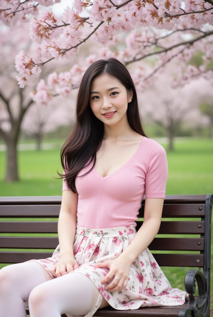 the Extremely Detailed CG Unity 8K Wallpapers、top-quality、ultra-detailliert、masterpiece、realisitic、Photo Real、extremely detailed cute girl、20yr old、(skirt rift)、(skirt lift by yourself))、white panties、panties focus、red blush、cparted lips、looking at the viewers、Half body shot、Wearing an off-the-shoulder shirt、(Large crowds)、(Crowded parks)、shorth hair,Sweet smile
