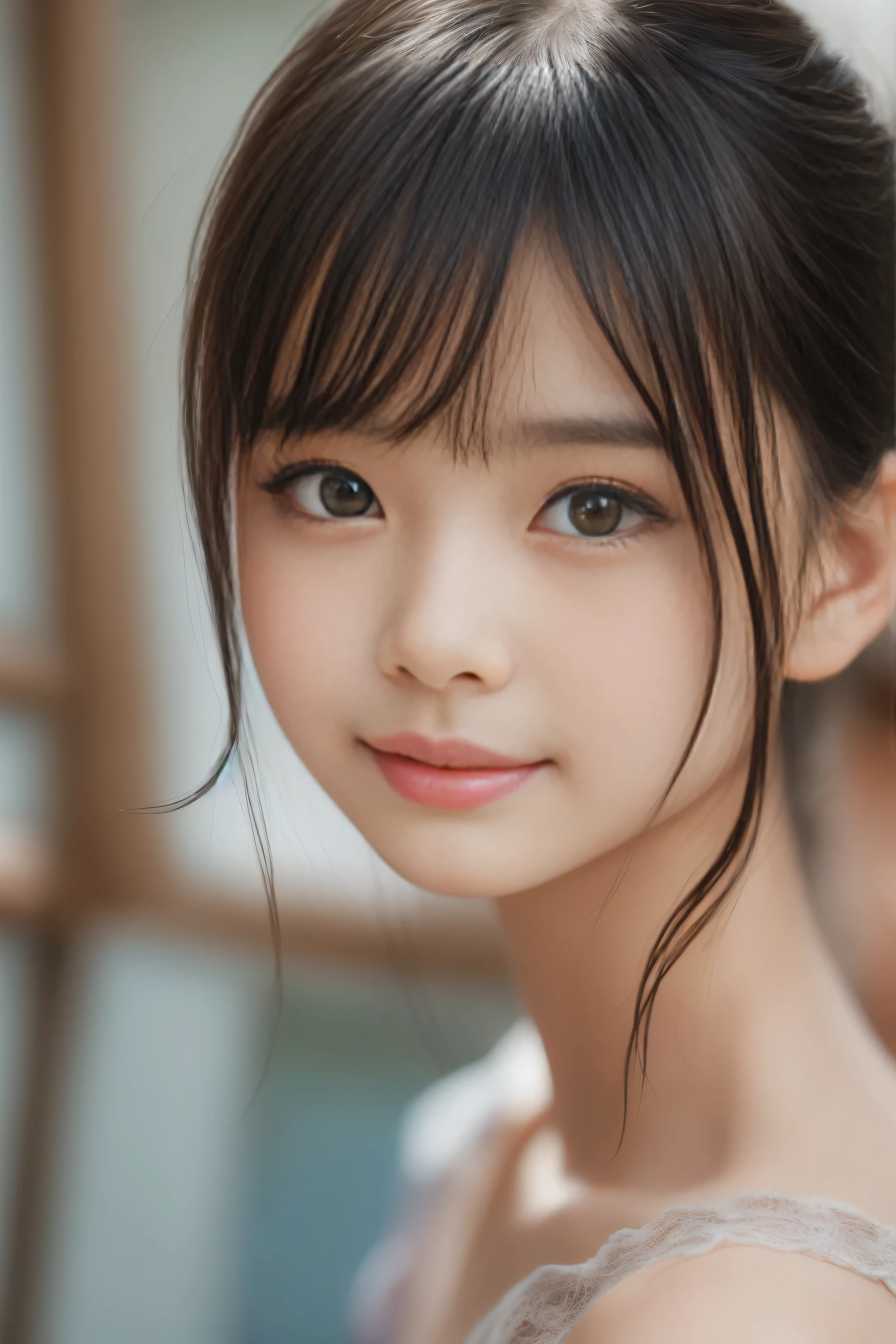 masterpiece,Face positioned accurately in the center of the image,(anatomically accurate),Cute Japanese supermodel, pale skin, ( Thin Smile ),(((Close-up face))),watching viewers,(accurate depiction, SIGMA ART LENS 35mm F1 .4, ISO 200 shutter speed 2000),