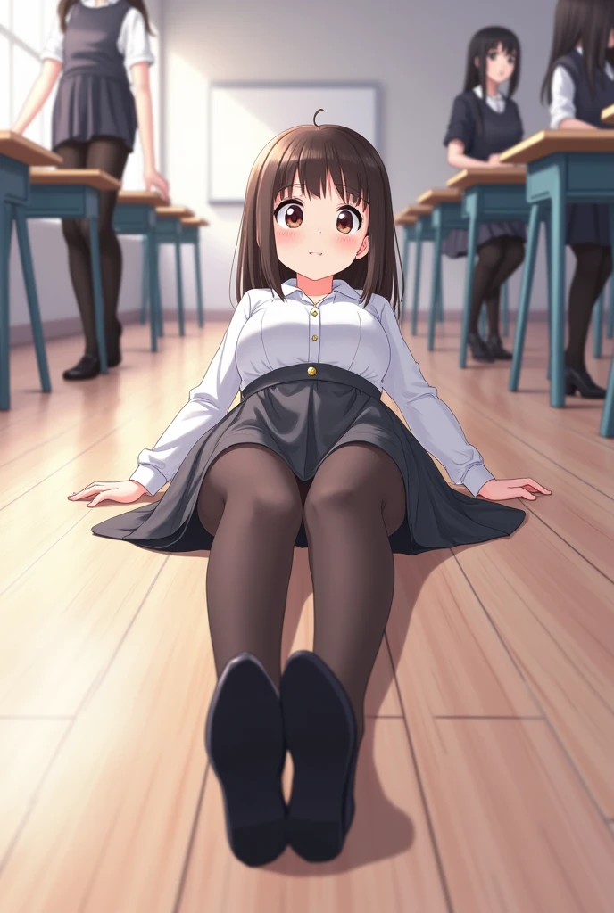 Masterpiece, hiquality, 15 years, 1girl, child, 独奏, Hermione Granger, Shirt, panty, Highly Detailed Beautiful Face and Eyes, Beautiful skin, anatomically correct smile, thigh strap, Walking, Classroom, Sun light, Sits, Legs spread apart, thights, elastic ass, wide thighs, Athletic hips, Erotica, trembling, the sweat, Excited, view from bottom, From Bottom
