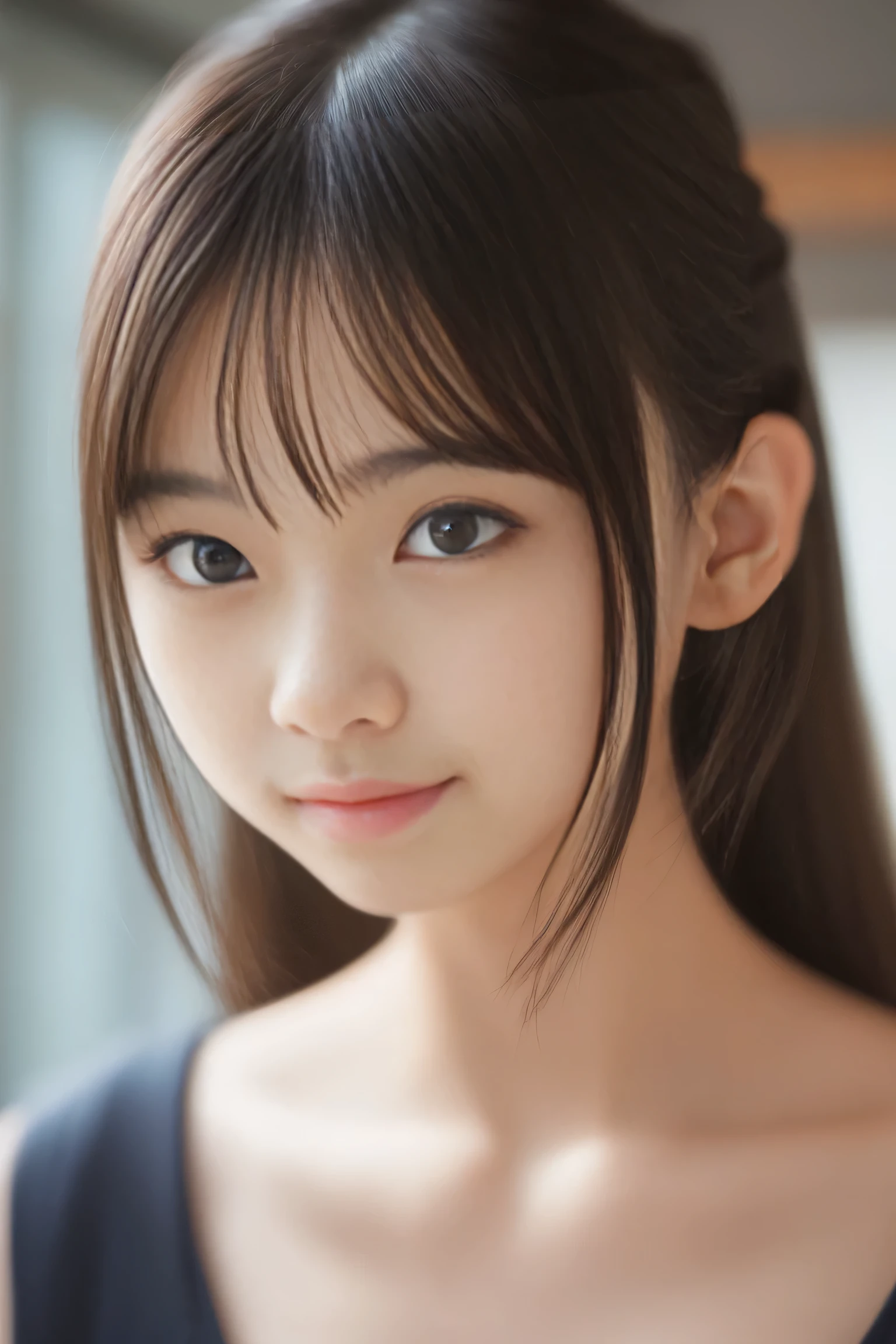 masterpiece,Face positioned accurately in the center of the image,(anatomically accurate),Cute Japanese supermodel in high school, pale skin, ( Thin Smile ),(((Close-up face))),from the front,(accurate depiction, SIGMA ART LENS 35mm F1 .4, ISO 200 shutter speed 2000),