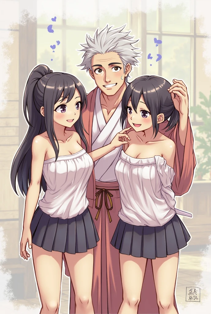 A group of naked men and women、Standing side by side、Bungalow、smile、No clothes、Big Breasts、Detailed depiction of genitalia、Blonde Hair、Black Hair、Red Hair、Gray Hair、