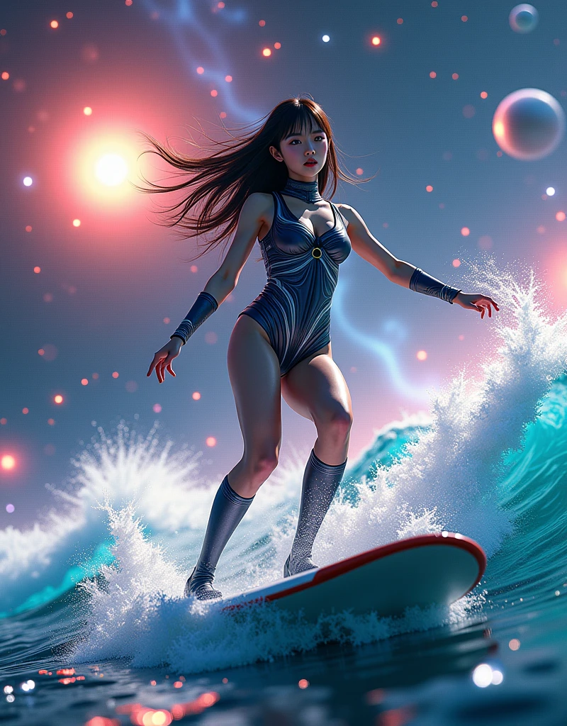 Buck Rodgers era space girl space surf 24k resolution