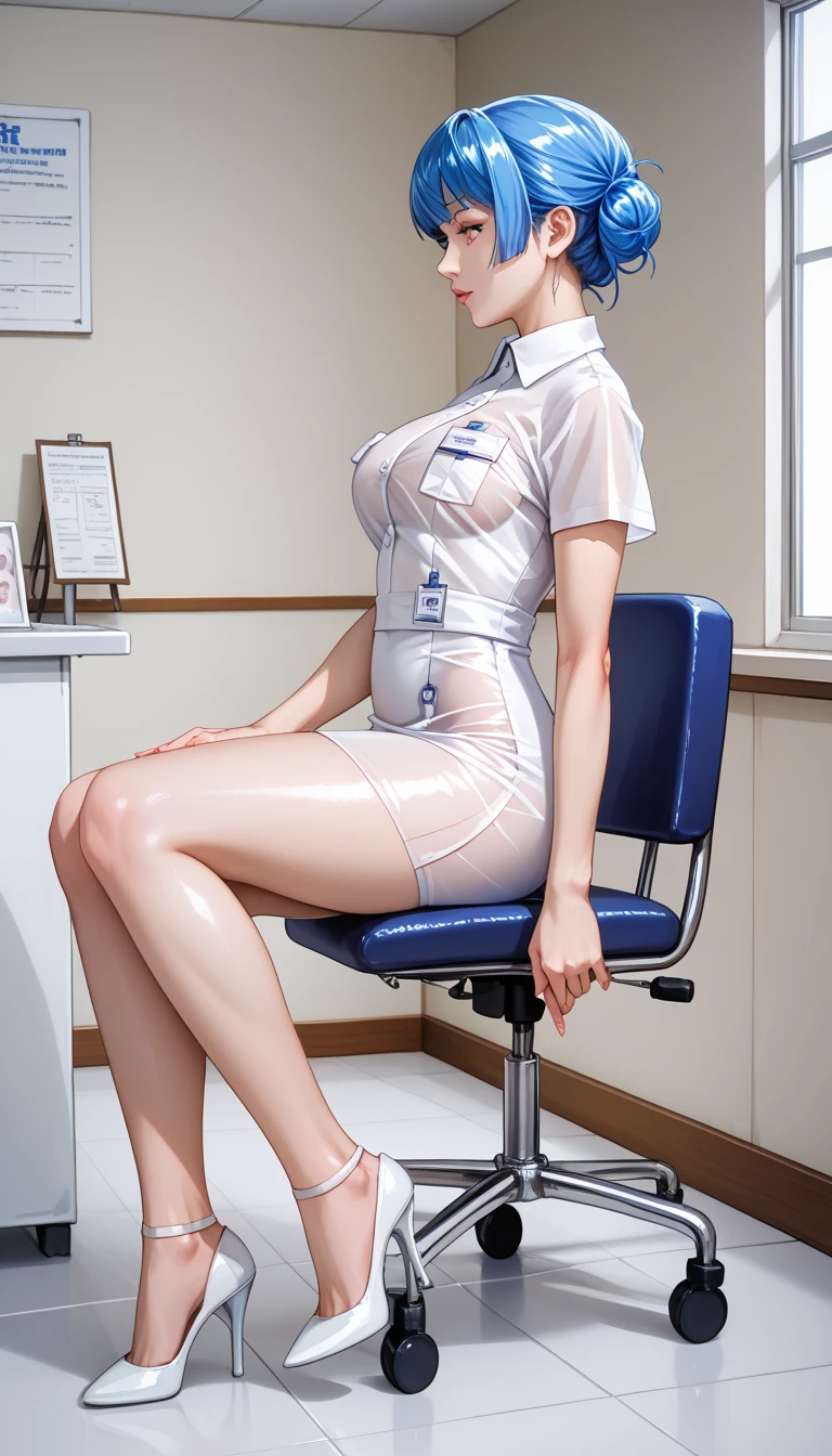 (ultra realistic,32ก, Masterpiece:1.2),(Highly detailed skin:1.1),( High quality:1.1),
1 girl,pink hair, ponytail, smooth,(tear:0.9), pink nurse outfit, white bikini, Pink Nurse Hat, crop top, short sleeve, pink nurse skirt, white high heels , (big breast:0.9),(look at viewer, sit, cross your legs, from above:1.1),
,(refraction of light:1.1), Cybernetic Prosthetics Clinic, State-of-the-art limb replacement, Neurologically controlled prosthetics, increased mobility