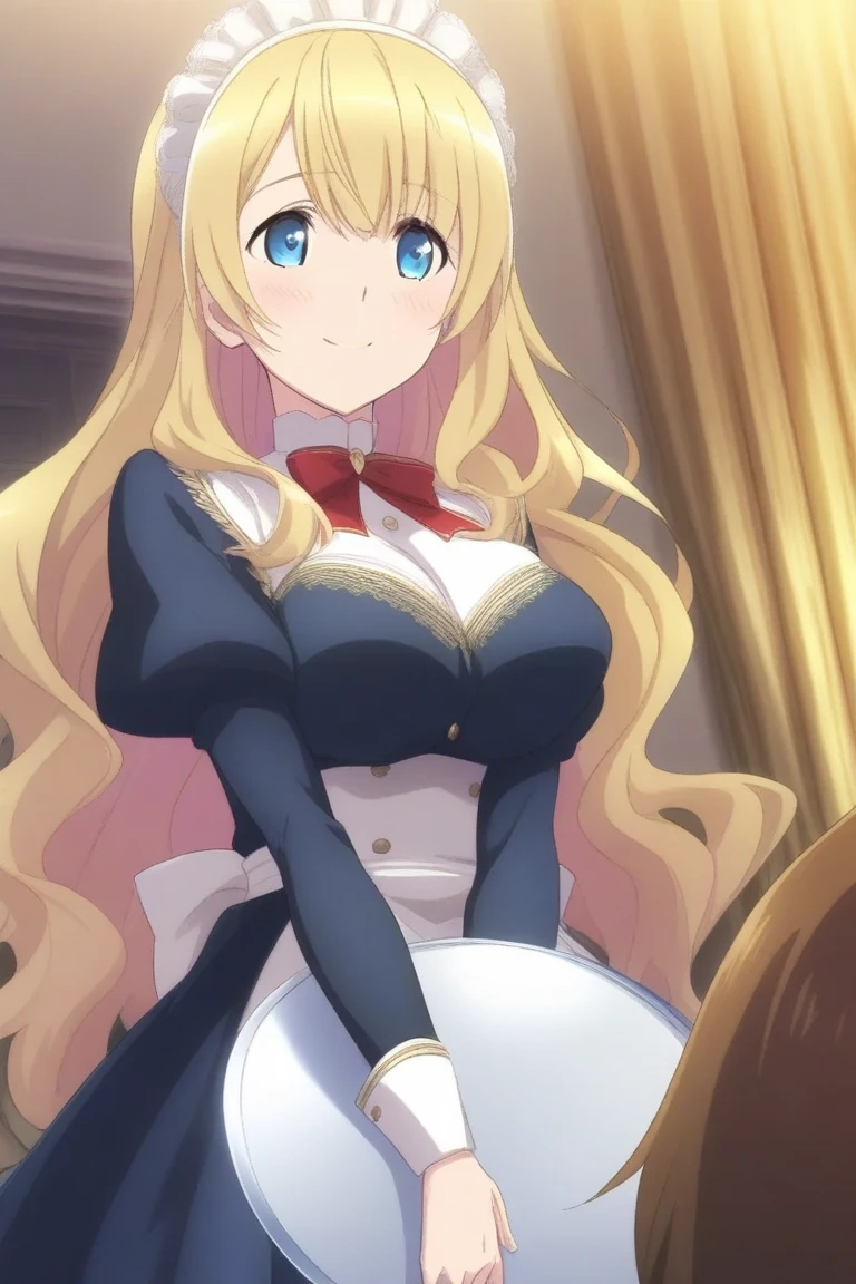 <lora:Balirossa:0.9> balirossa, blonde hair, long hair, 1girl, side braid, solo, yellow eyes, medium breasts, blush, cleavage, dress, jewelry,necklace, puffy sleeves, black dress, hair ornament, juliet sleeves , gem, short sleeves,puffy short sleeves, hair flower, elbow gloves, veil, looking at viewer, score_9, score_8_up, score_7_up, , anime coloring ,BREAK source_anime, anime