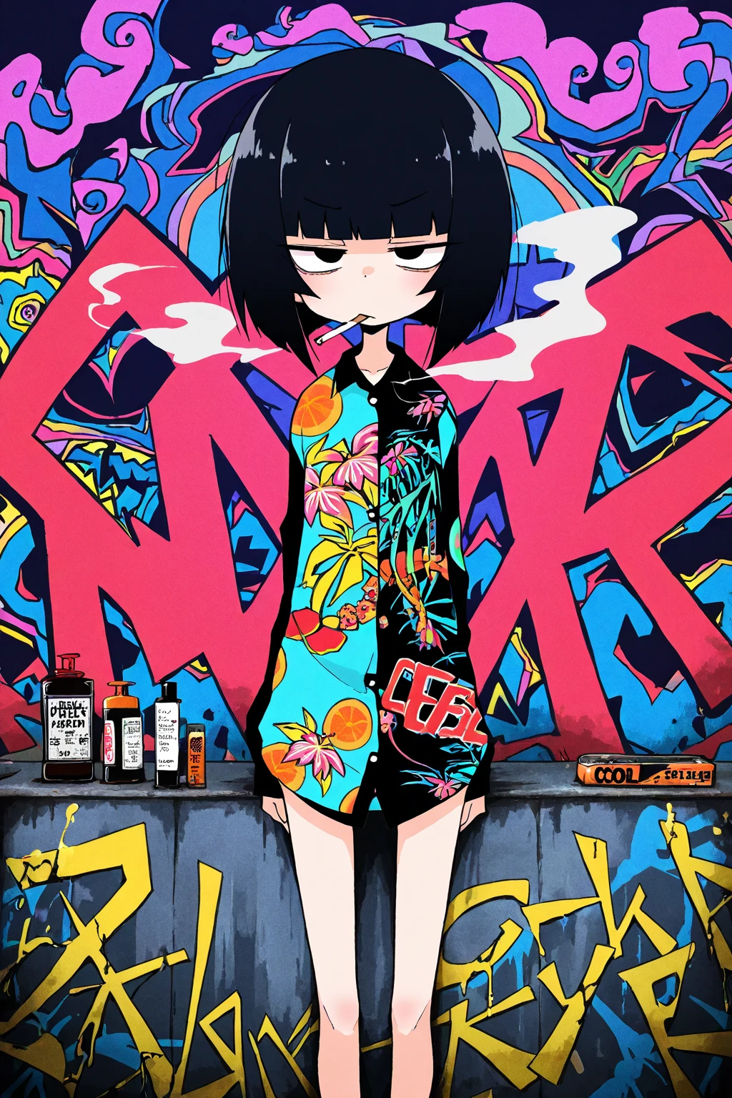 masterpiece,best quality,<lora:TUYA5:0.8>,surrealistic,tuyawang,abstract,doodle art,1girl,