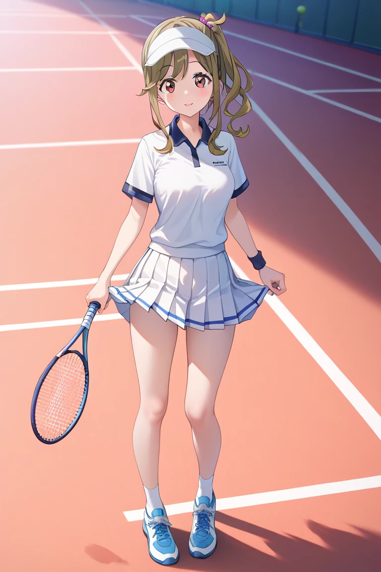 ((best quality)), ((Masterpiece)), realistically, ((1 girl)), outdoor, smile, (tennis dress), (track field), daytime, glitter hair, glowing eyes, (((sit with knees raised))), (((microskirt))), Blush, daytime, sweat, see through dress, nipples, sleeveless shirt, (((pussy reveal))), armpit, 16 years old, hesitate, masterpiece, highest quality, Highest resolution, highest detailed face, perfect hands, perfect anatomy, medium breast, (((full body view))), long hair, 1girl, pleated skirt, sexy pose, side view, medium breast, spread legs little, twintails, arm up, skirt lift, front view angle, view from below, beach, Riho Tsukishima,