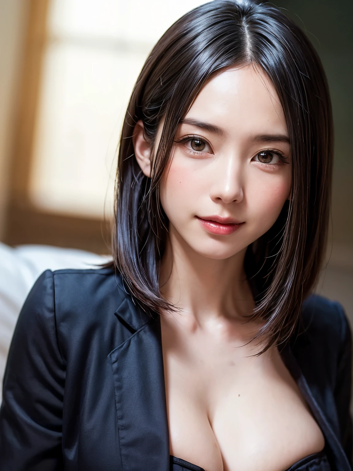 (masterpiece, top-quality、Very attractive adult beauty、Add intense highlights to the eyes、Look firmly at the camera),1girl in, 独奏, Bangs brunette short bob hair, scarf,realisitic, looking at the viewers, brown eyes of light color、coat, Winter clothes, White headscarf, s lips, lipgloss,Many bangs, The upper part of the body、big eye、Lashes)、((Road system in Italy))、((short bob hair with bangs、big eye、Put very strong highlights in your students、very Bigger breasts、gazing at viewer、Very beautiful beauty、Put your ears out、long neck、little smiling、Beautiful teeth、Open your mouth and smile、{Gigantic|Big|Huge|Mega} breasts, cleavage))、28 year old、Very cute supermodel、colourfull