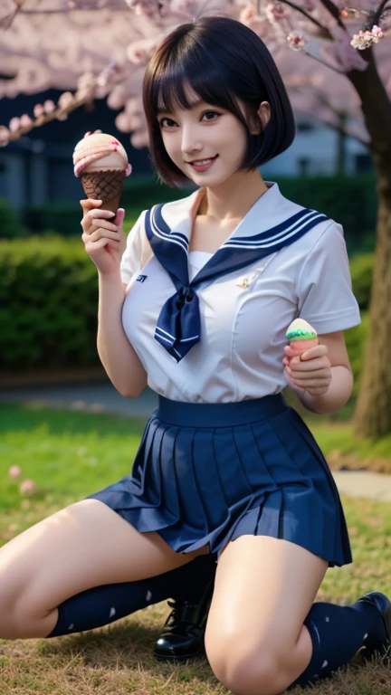 Pubic hair grows、Smile full of happiness、((During hard sex:1.3))、Pink Panties、、Panting face、Lacking、After being attacked、school girl outfit(Plaid miniskirt)、a sailor suit、Sweating、Expression in a state of excitement、short-hair、eye glass、((Licking soft-serve ice cream:1.3))、((pulling panties down:1.3))