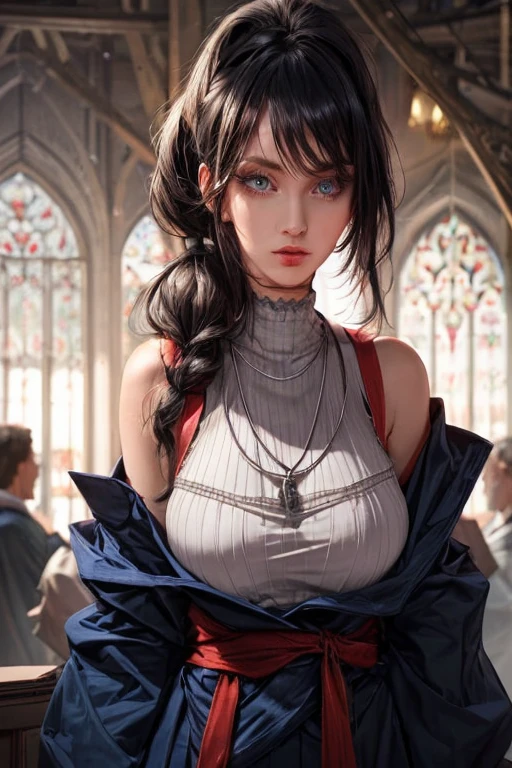 最high quality, masterpiece, High resolution, One girl, Chinese Hanfu,Chinese Architect Background, Red scarf, hair ornaments,necklace, jewelry,Beautiful Face,On top of that_body, Tyndall effect,Realistic, Dark studio, Rim Light, Two-tone lighting,(Skin with attention to detail:1.2), 8K Ultra HD, Digital SLR, Soft lighting, high quality, Volumetric lighting, Frank, photograph, High resolution, 4K, 8k, Bokeh,Girl in a red dress sultry look, seductive