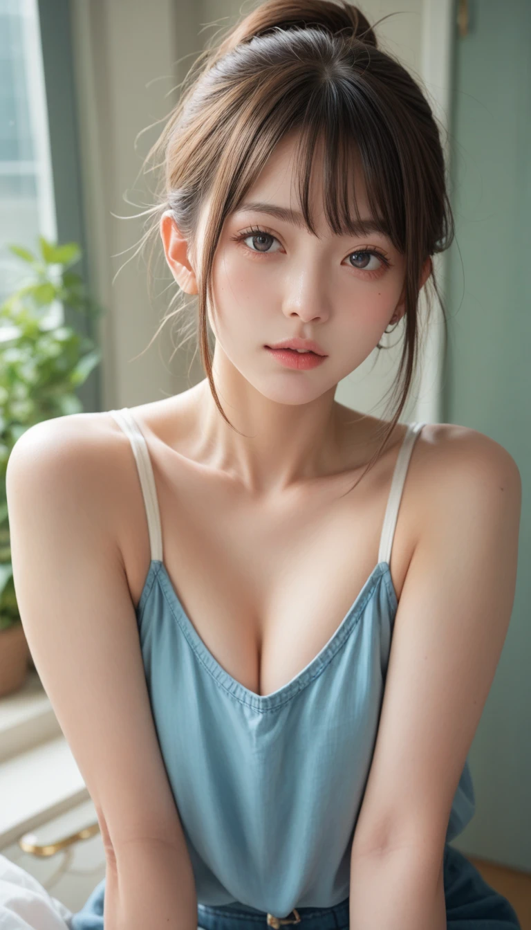 (Open terraces in the city:1.2)、A 30-year-old young woman、Shine with the highest quality 8K video、(Tank top:1.2)、She has a beautiful detailed style and large breasts.、Cuteness and charm stand out、Beautiful detailed face、Gentle eyes lit up、Beautiful detailed eyes and double eyes shine、
Beautiful in the wind(Brown-colored hair:1.2)、It further enhances her charm。On the open terrace(Knee-up perspective:1.2)She sits in、In harmony with the vibrancy of the city、(The viewer looks down from above:1.2)Enjoy her beauty in、
The surrounding cityscape is lively、The atmosphere of the open terrace shines、Her tank top、Shine in the sunshine、It has a presence in the city like a masterpiece、This video is、With her beautiful detailed style in perspective from the knee up(Looking at the viewer with gentle eyes:1.2)、It is captivating with the highest quality of 8K.、Viewers were captivated by its charm、