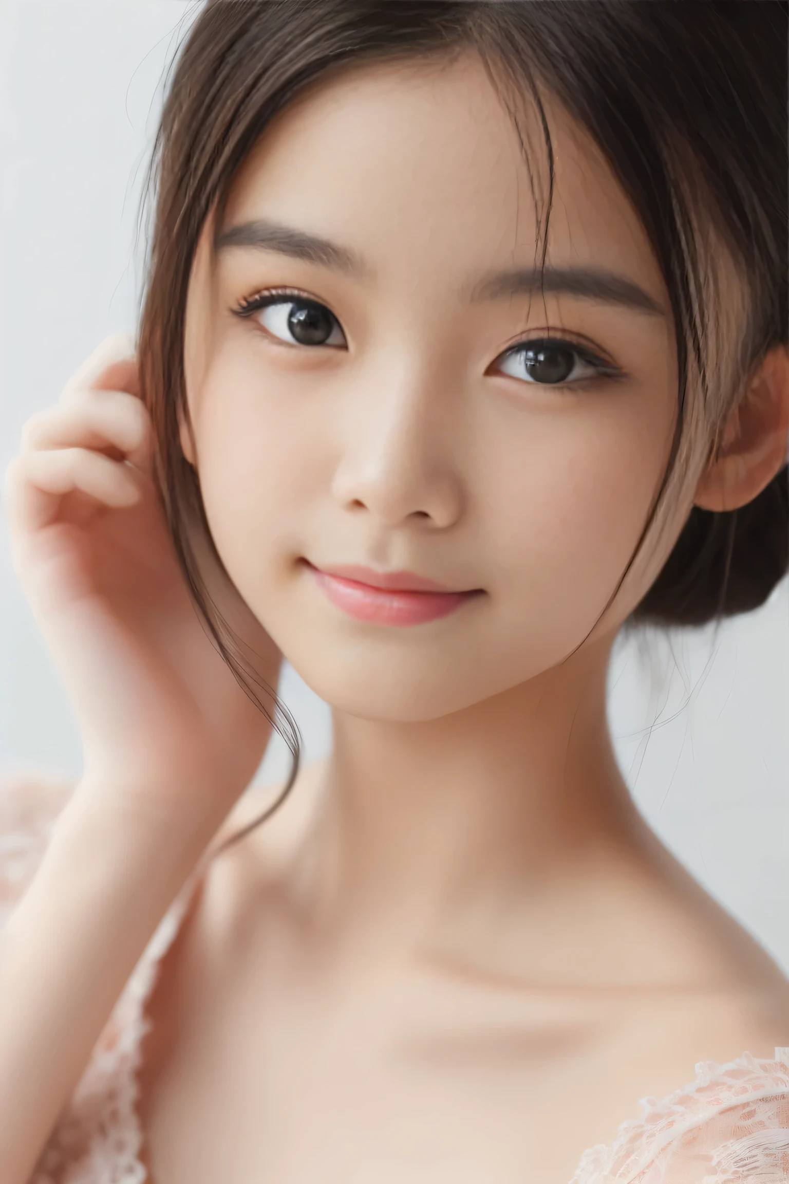 masterpiece,Face positioned accurately in the center of the image,(anatomically accurate),Cute Japanese supermodel, pale skin, ( Thin Smile ),(((Close-up face))),from the front,(accurate depiction, SIGMA ART LENS 35mm F1 .4, ISO 200 shutter speed 2000),
