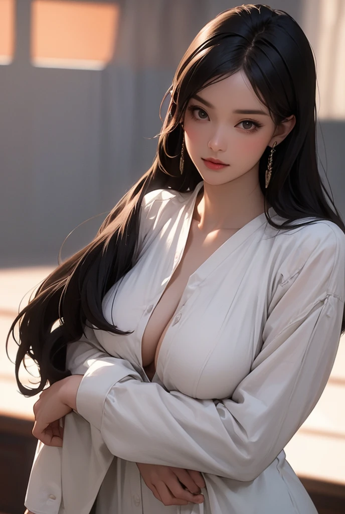 (8K、raw photography、de primera calidad、masterpiece:1.2)、(realisitic、Fotorrealista:1.37)、ultra detallado、high resolution、1 chico, piel blanca, mujer, Asian, lenceria oscura, raza elfica, musculoso, color de ojos plateados, ojos iguales, color del pelo ????? con amarillo very handsome, On a snowy mountain, pink nipple, buena calidad, cinematic lighting