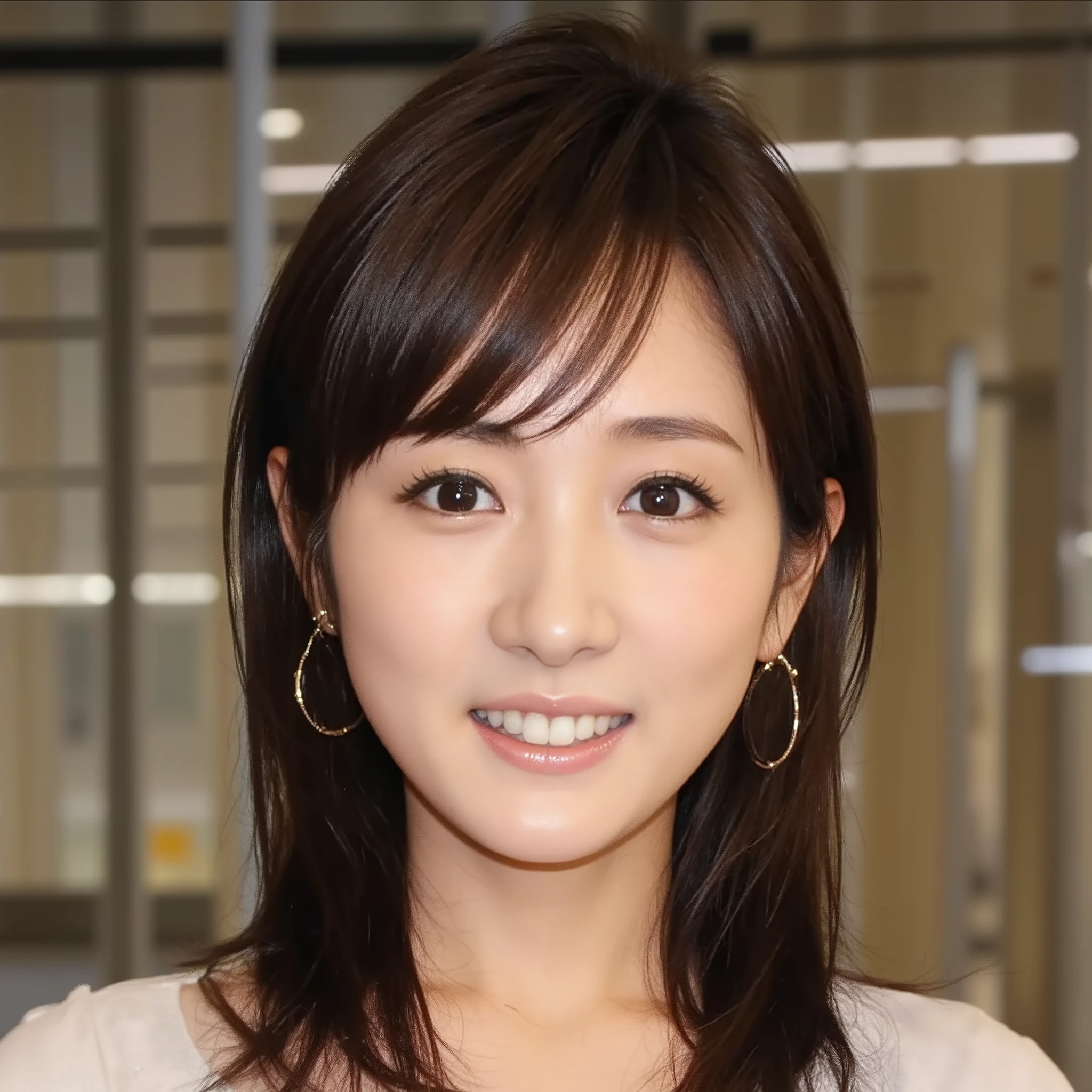 (Takashima Aya ) ( semi-long), nsfw、 bright茶髪, wavy hair、 (( Full Body Shot :1.4))、adult female 、 brown eyes . shining eyeshadow , Long Mascara . , pink lips. beautiful thighs、 bright, photo quality , best quality , Unity 8K Wallpaper , ( beautiful eyes:1.2), high definition face , perfect lighting, 高精細CG, (perfect hands, perfect anatomy)、Front ,、,High tension、Front 、 waistline ,Nudes :1.4、 teeth、、